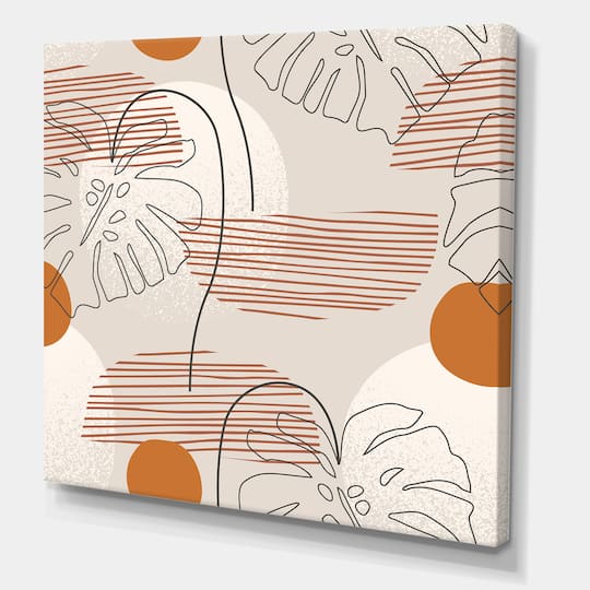 Designart - One Line Art Shapes & Abstract Monstera Leaf